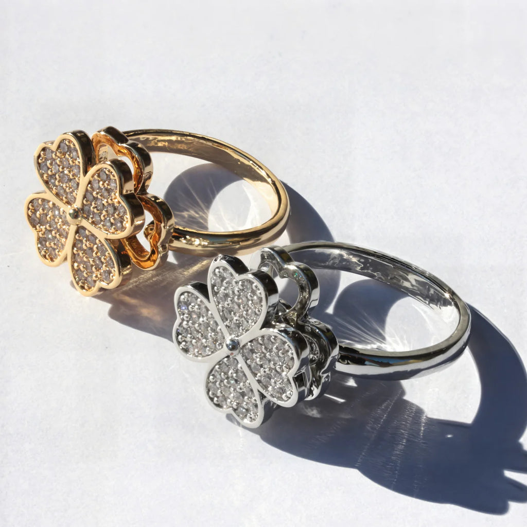 Anello Antistress Quadrifoglio Rotante