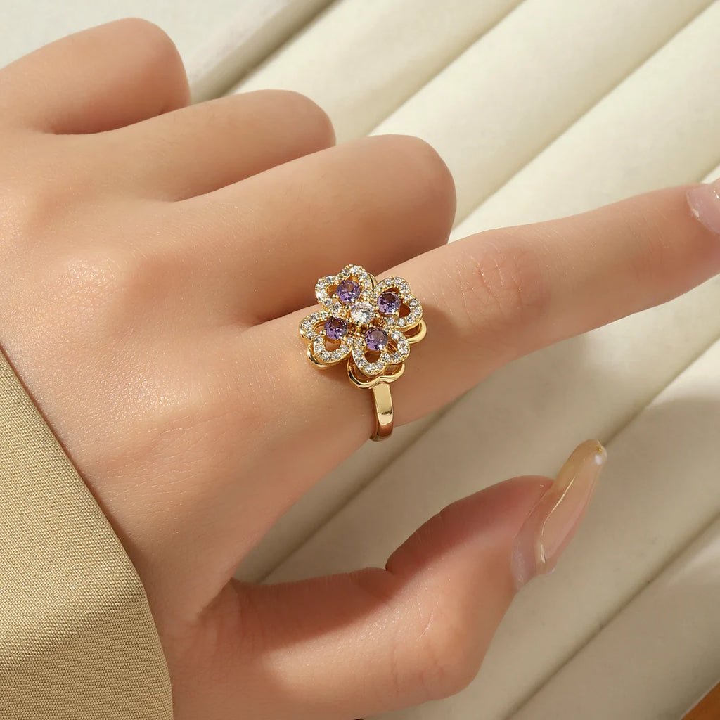 Anello Antistress Quadrifoglio Rotante